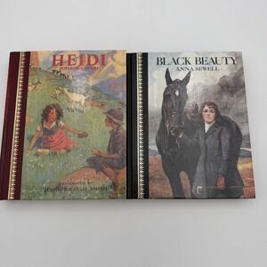Vintage Childrens Classics Heidi Black Beauty Bonded Leather Slipcase Book Set